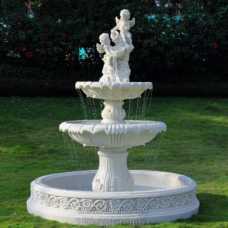 大理石欧式西方人物流水喷泉 别墅小区摆件雕塑