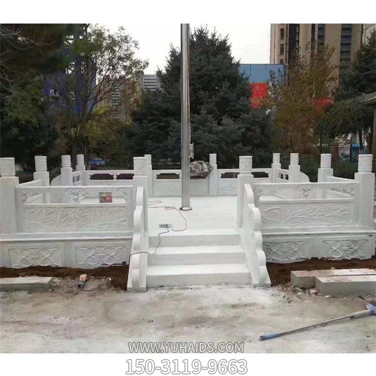 校园广场旗台大理石石雕护栏雕塑