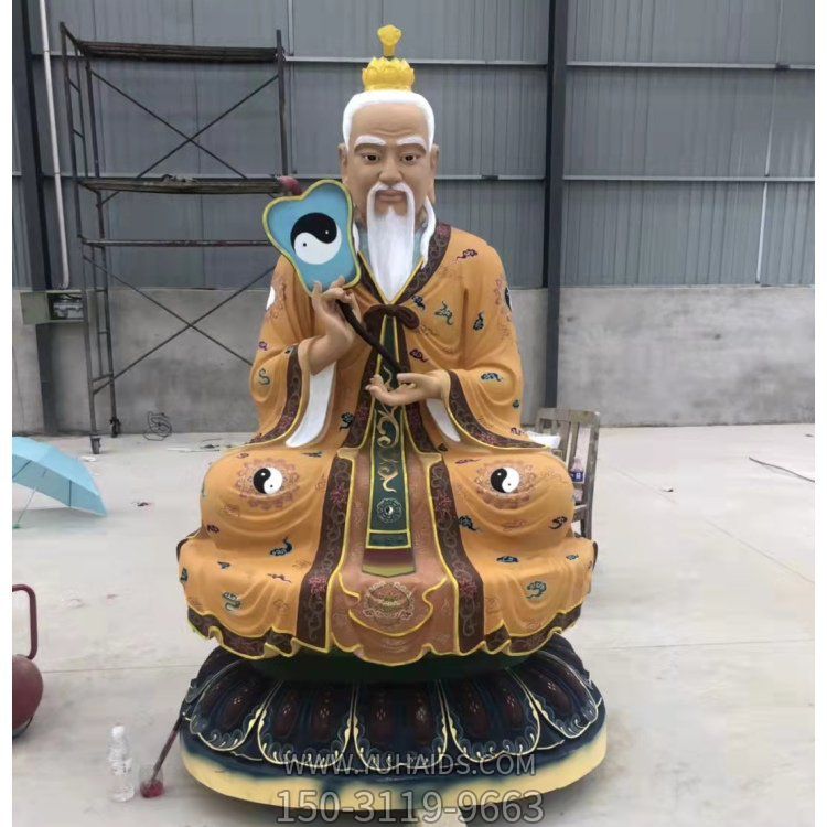 寺庙供奉神佛玻璃钢彩绘大型景观三清祖师雕塑