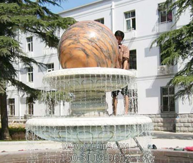 园林景观汉白玉水球喷泉石雕雕塑