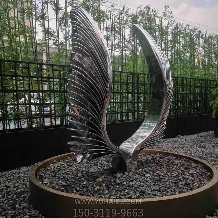 公园不锈钢镜面金属抽象翅膀雕塑
