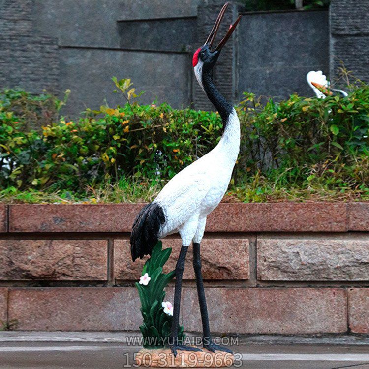 玻璃钢仿真动物景观仙鹤雕塑户外园林摆件