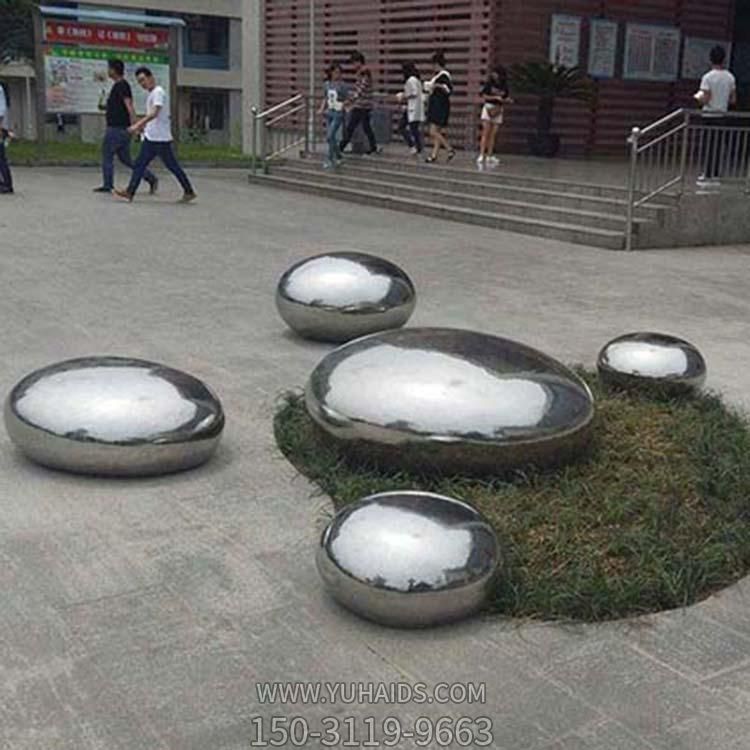 街口景观石小品公园草坪摆件 不锈钢雕塑景观面圆球