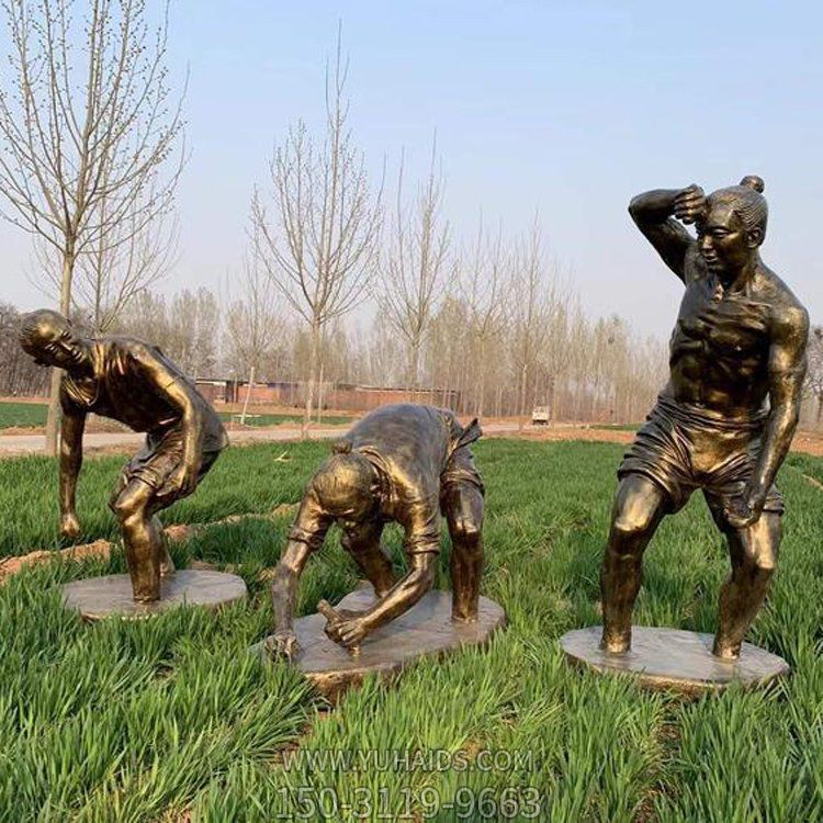 农耕文化玻璃钢仿铜干农活的人物景观雕塑