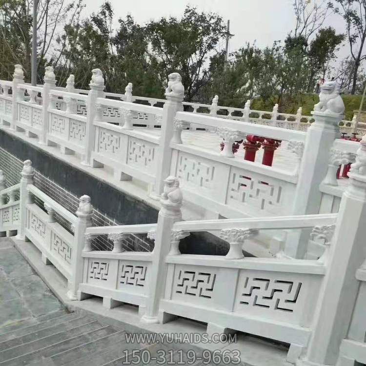 汉白玉浮雕镂空花纹寺庙楼梯台阶装饰栏杆栏板雕塑
