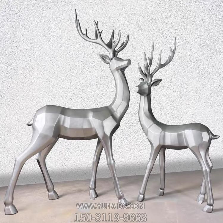 园林几何不锈钢抽象梅花鹿雕塑摆件