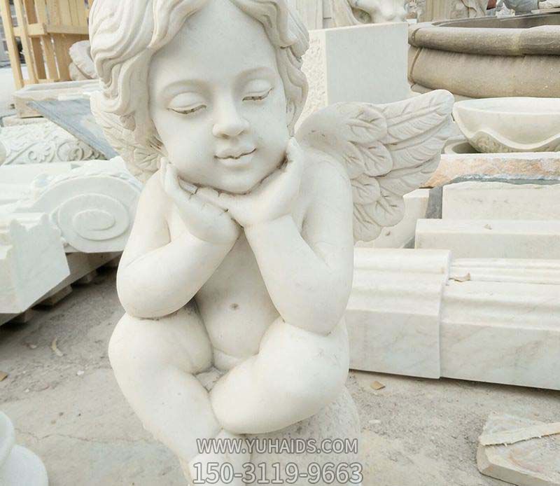 公园摆放汉白玉小天使西方儿童石雕雕塑