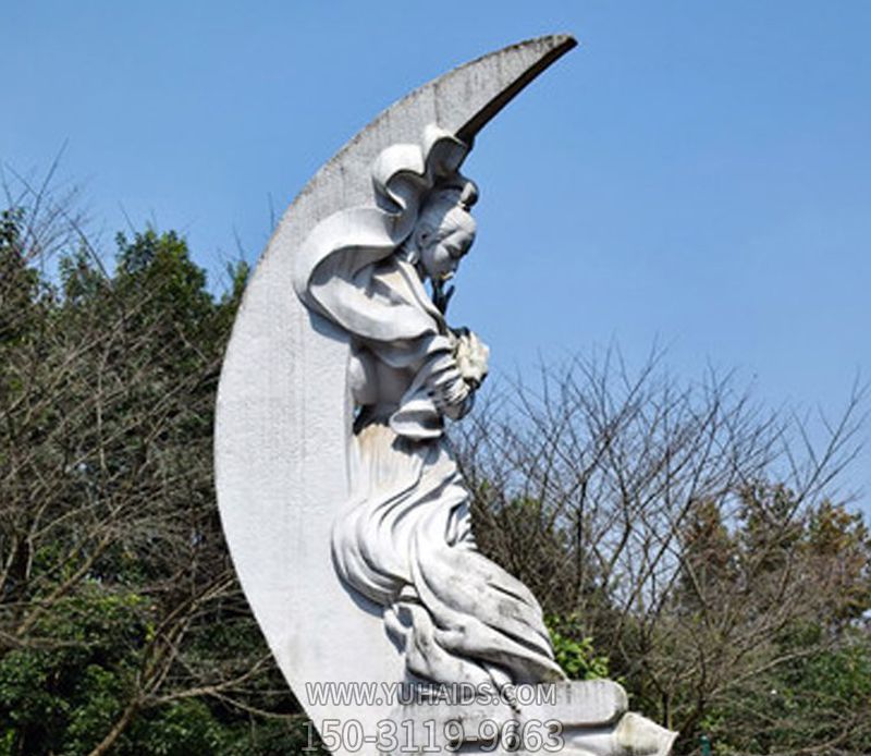 城市广场大理石嫦娥奔月神话故事石雕塑