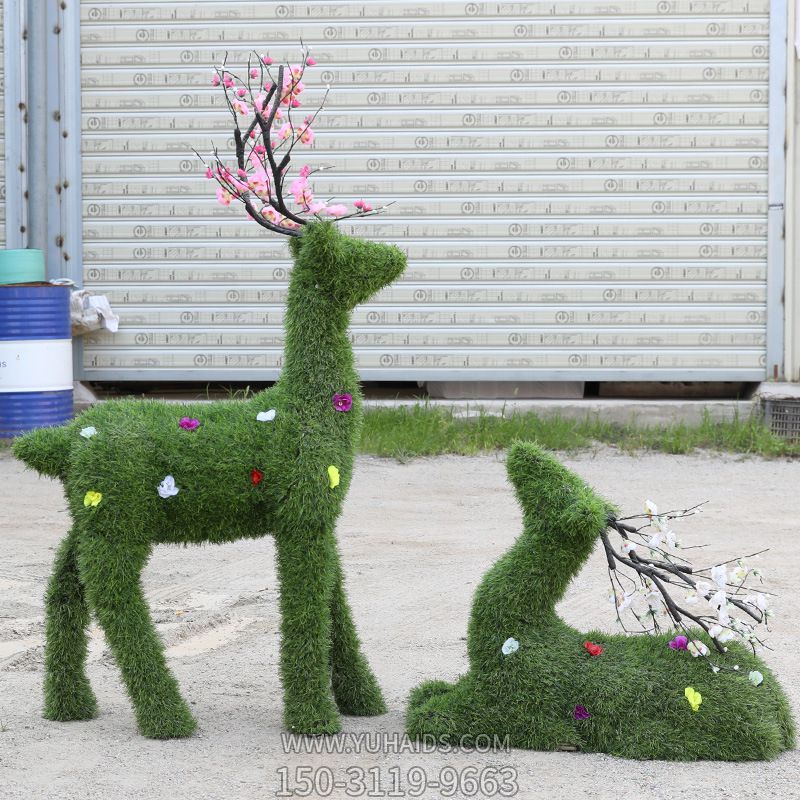 公园景区不锈钢绿植梅花鹿雕塑