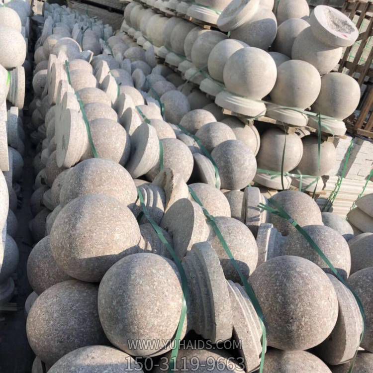广场摆放天然时擦花岗岩雕刻阻车石球雕塑