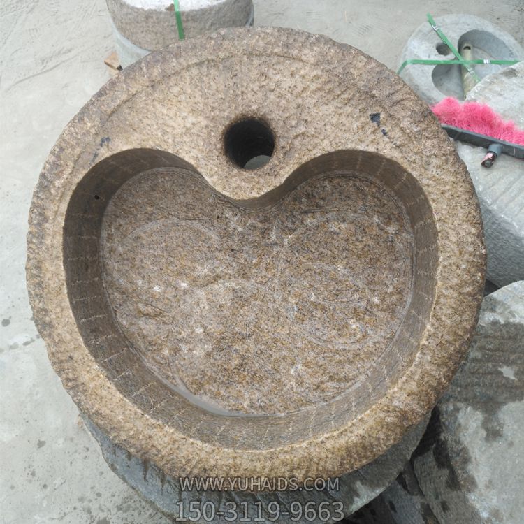 老旧石槽石头洗手盆石缸水槽庭院阳台流水景观摆件雕塑