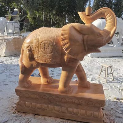 石雕酒店别墅庭院招财辟邪瑞兽石大象动物雕塑