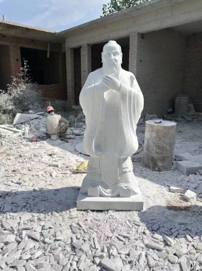 汉白玉孔子，中国古代著名教育家思想家孔子石雕像