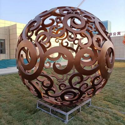 铜雕户外园林景观镂空球雕塑