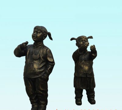景区铜雕玩耍的儿童雕塑