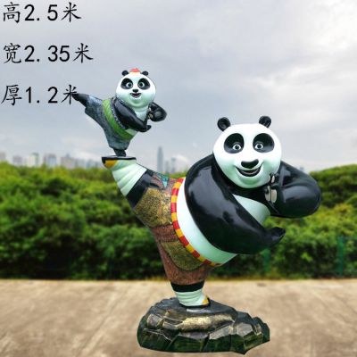 公园游乐场所主题动物展示玻璃钢熊猫雕塑 创意卡通动物造型定制
