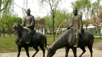 公园古人铜雕骑马雕塑