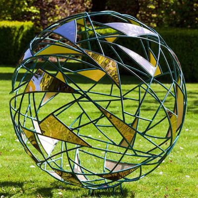 不锈钢创意几何镂空球园林草地装饰小品雕塑