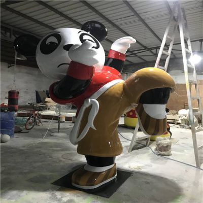 游乐园摆放玻璃钢卡通功夫熊猫雕塑