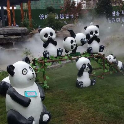 动物乐园玻璃钢卡通熊猫雕塑