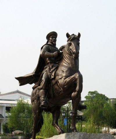 公园铜雕清朝人物骑马雕塑