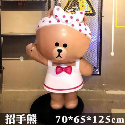 幼儿园户外摆放卡通招手熊玻璃钢雕塑