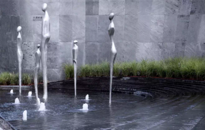 不锈钢创意抽象喷泉景观雕塑