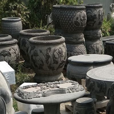仿古做旧老石槽雕塑