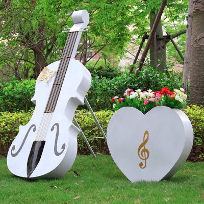 玻璃钢吉他雕塑，音乐主题乐器雕塑景观