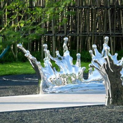 不锈钢镜面抽象海浪浪花小品艺术雕塑公园景观摆件