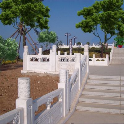 公园景点楼梯台阶大理石雕刻镂空防护扶手栏杆