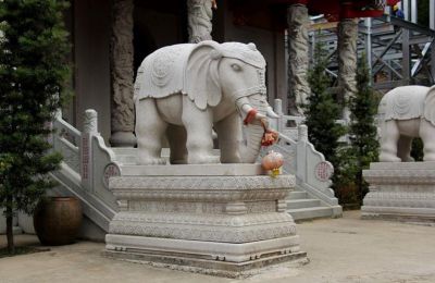 酒店创意大型招财大理石石雕大象雕塑