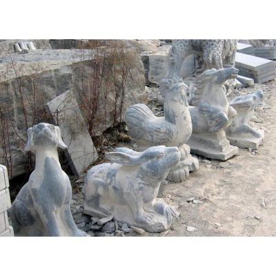 公园摆放石雕十二生肖雕塑