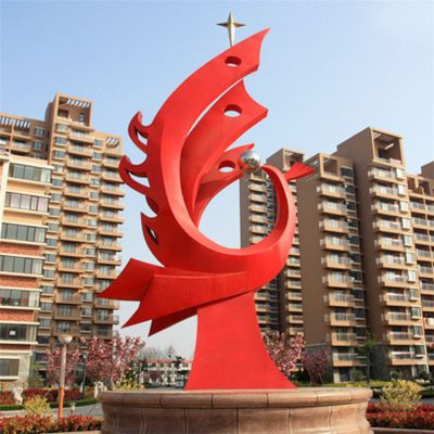 别墅小区不锈钢抽象景观标志
