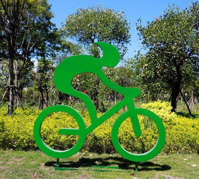 新户外大型剪影自行车运动人物玻璃钢体育馆健身场所装饰雕塑