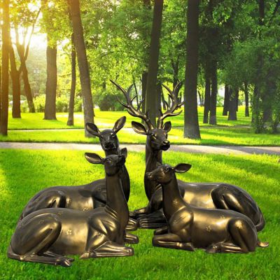 动物景观  户外草坪铜雕梅花鹿