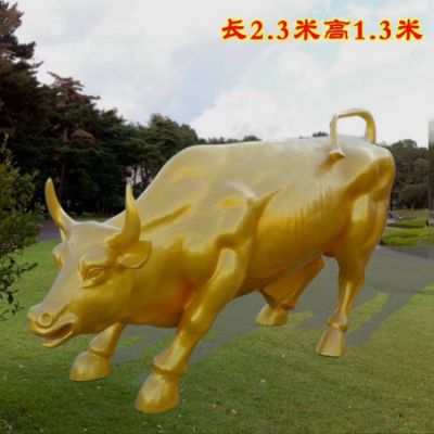 玻璃钢喷漆公园草地大型勤奋牛雕塑小品