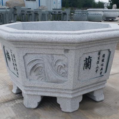 中式砂岩花盆雕塑