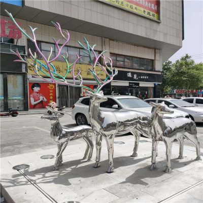 广场街道摆放不锈钢夜光动物造型雕像