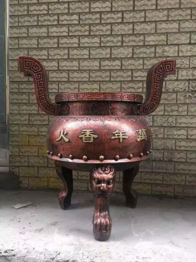 景区寺院铸造红铜圆形香炉