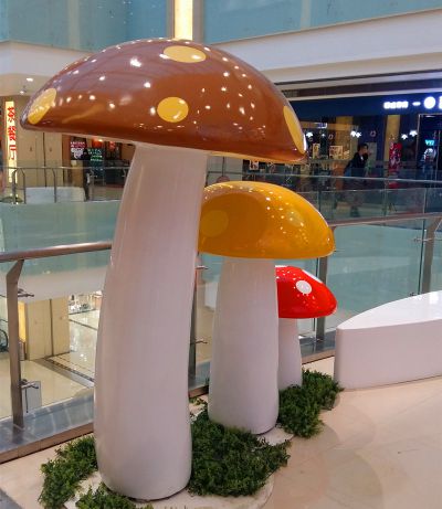 商场DP点展示美陈设计制作DP点玻璃钢蘑菇雕塑开业美陈制作厂家_17804