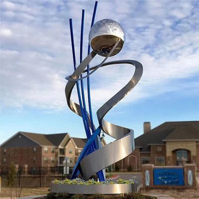 抽象不锈钢镜面飘带摆件公园广场景观落地小品