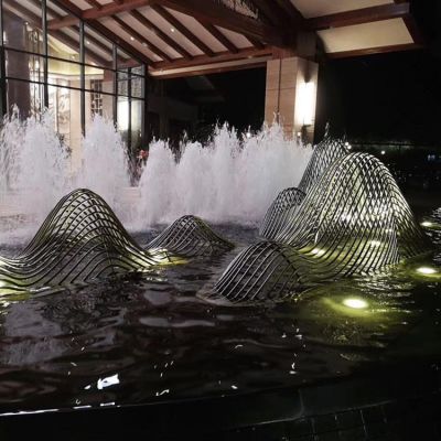 不锈钢金属喷泉水景假山雕塑