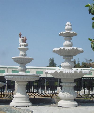 公园摆放汉白玉简约三层喷泉雕塑