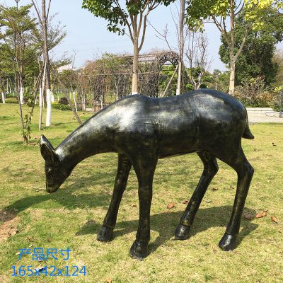 公园玻璃钢仿铜户外大型动物景观鹿雕塑