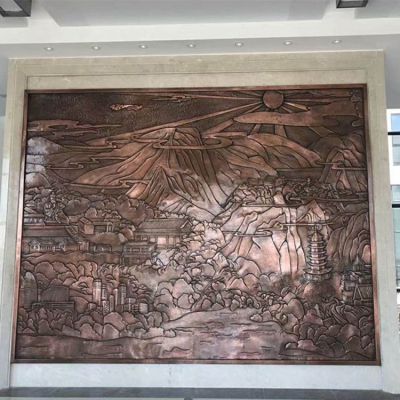 室内别墅铜雕影壁壁画雕塑