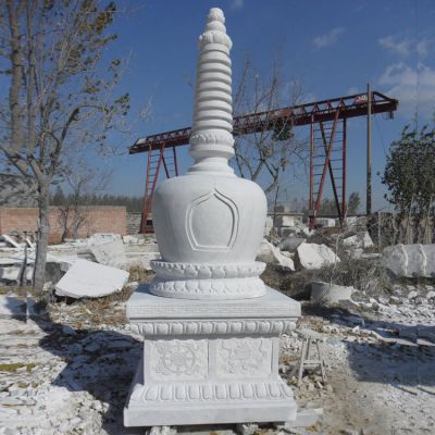 汉白玉雕刻藏式舍利佛塔寺院八塔菩提塔