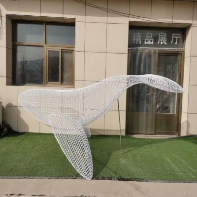 不锈钢金属网格创意鲸鱼雕塑