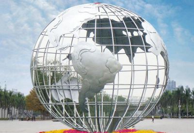 不锈钢地球仪雕塑大型金属镂空圆球户外抽象景观创意就地球仪雕塑