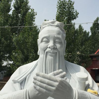 大型天然汉白玉雕刻校园人物孔子雕像